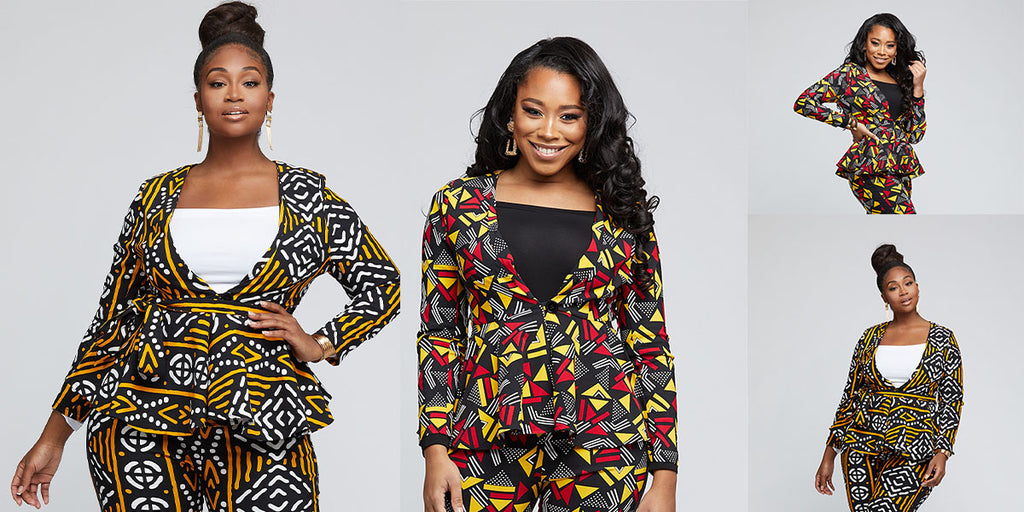 Avana African Print Peplum Blazer