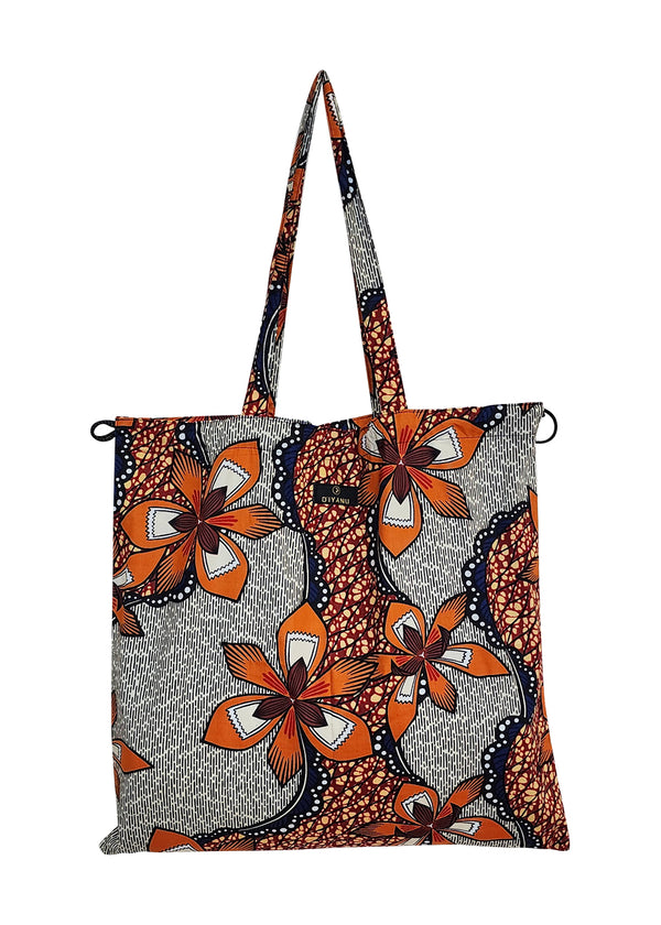 Ebuni African Print Tote (Orange Brick Iris)