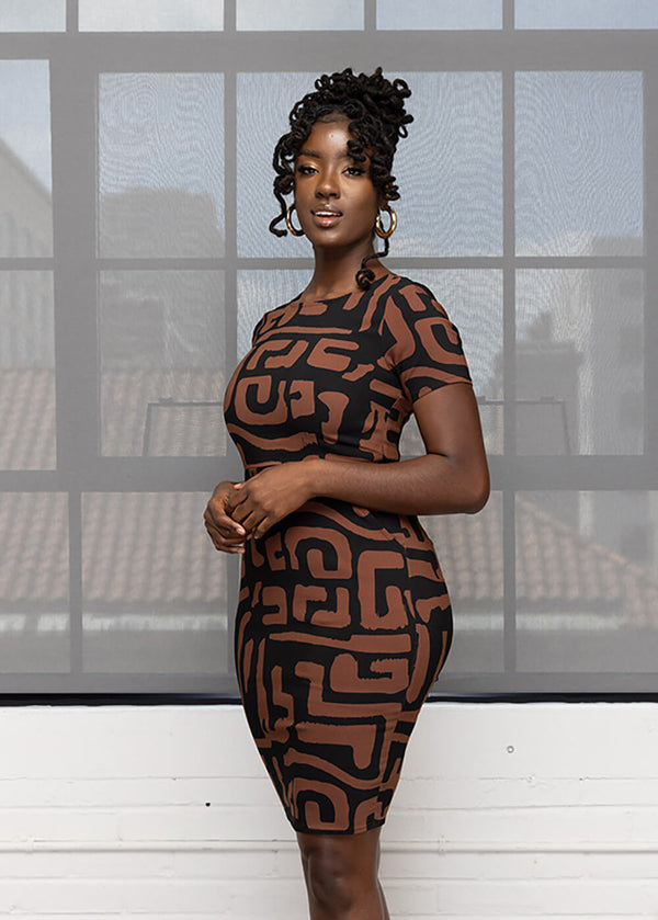 Thema Women's African Print Wide Leg Stretch Pants (Espresso Geometric –  D'IYANU