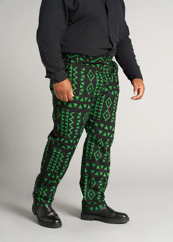 African Print Unisex Trousers, Zig Zag Print Trousers