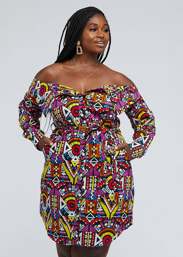 african print shirt dress