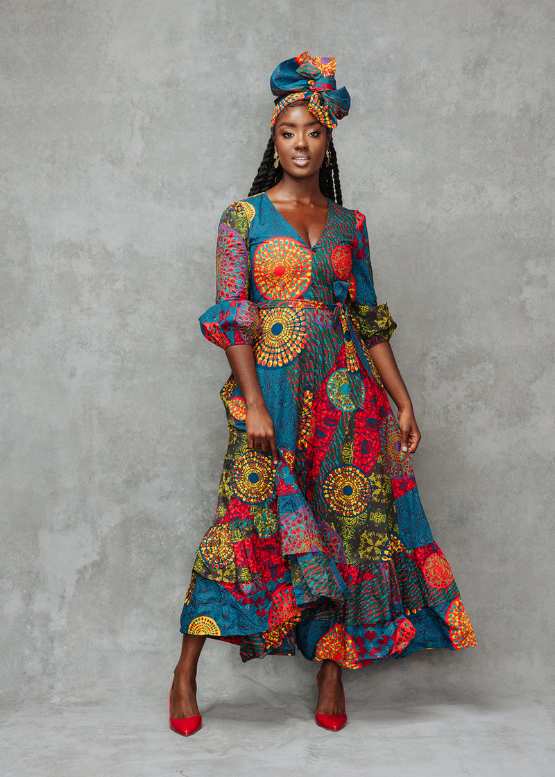 Zendaya Women's African Maxi Dress (New Harvest Multipattern) – D'IYANU