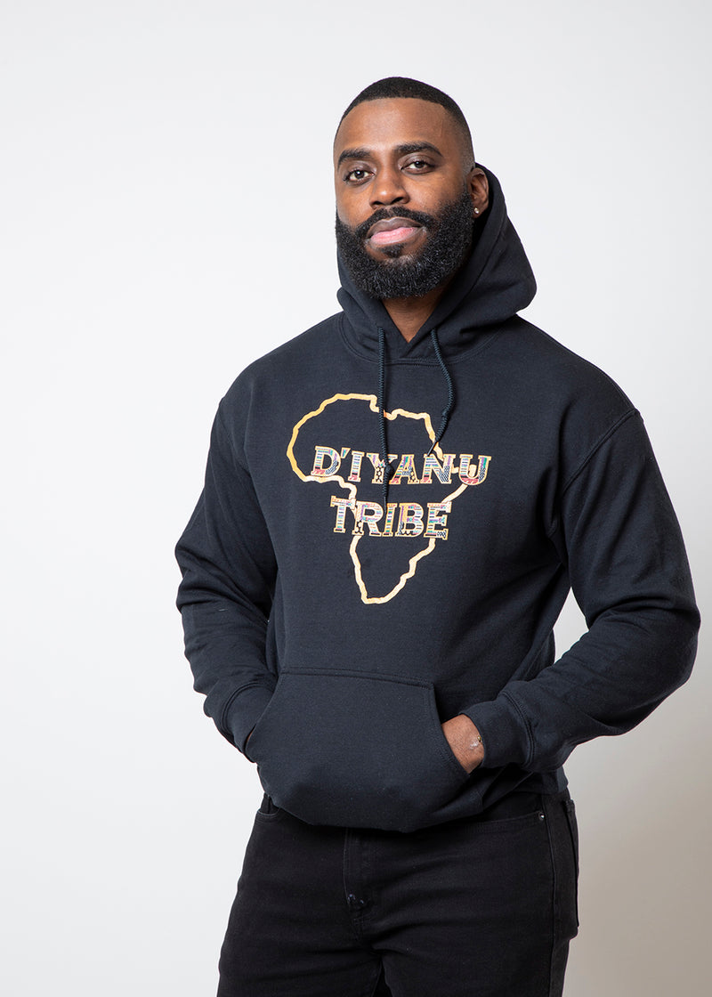 Awujo spfraidersoccercamp TRIBE Unisex Hoodie (Black/Gold Green Kente)