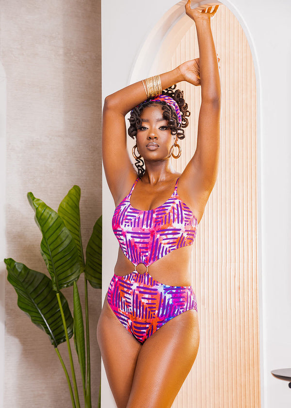 iOPQO Swimsuit Women African Print Bikini Set Swimwear Push-Up