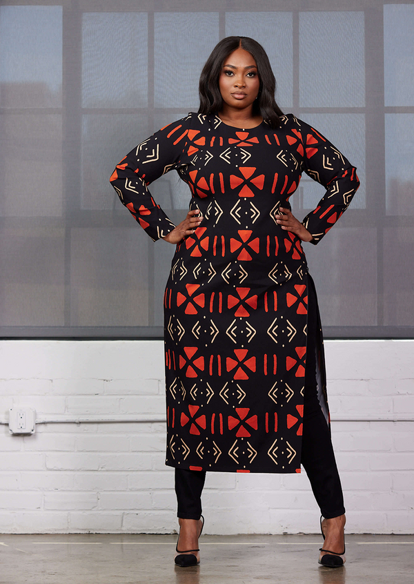 Talia Women's African Print Stretch Pants (Tan Black Tribal) – D'IYANU