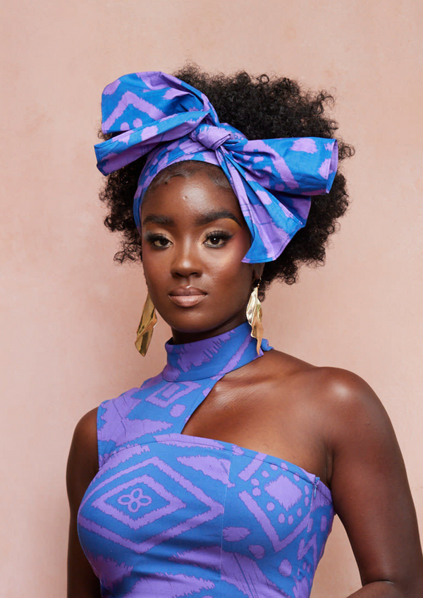 African Print Headwrap/Scarf (Black Magenta Tribal) – D'IYANU