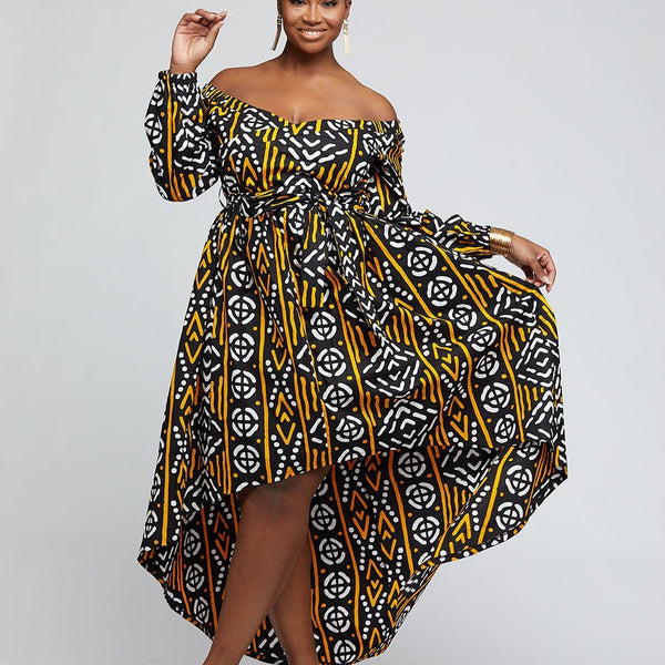 african black and gold dress