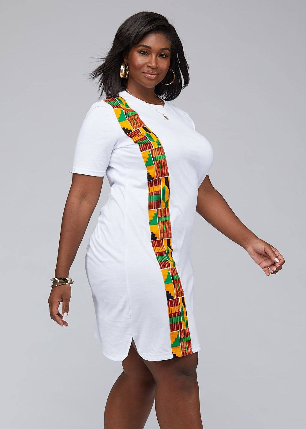 Hedendaags Mawa Women's African Print T-Shirt Dress (White) – D'IYANU BO-78