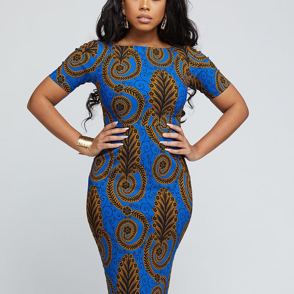 blue and gold african dress