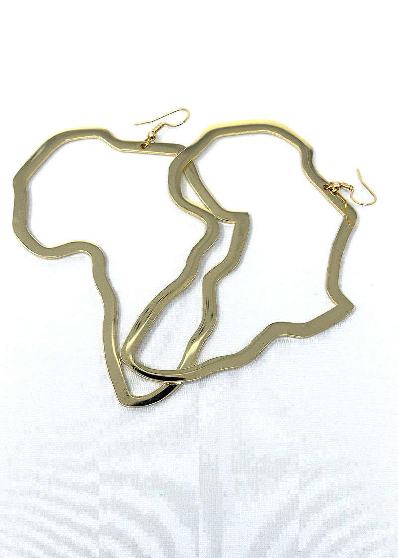 Modaju Women's Africa Map Drop Earrings (Gold)