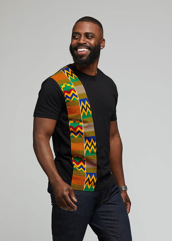 Julo African Print Graphic Fist T-shirt Black Black Green Kente – D'IYANU