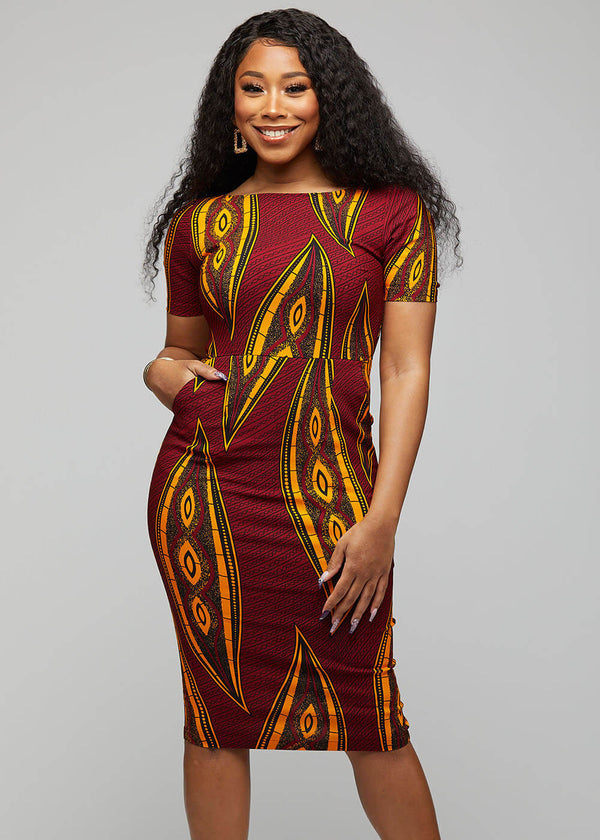 red african print dresses