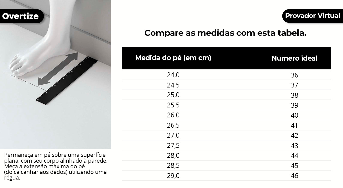 Tabela de Medida Overtize