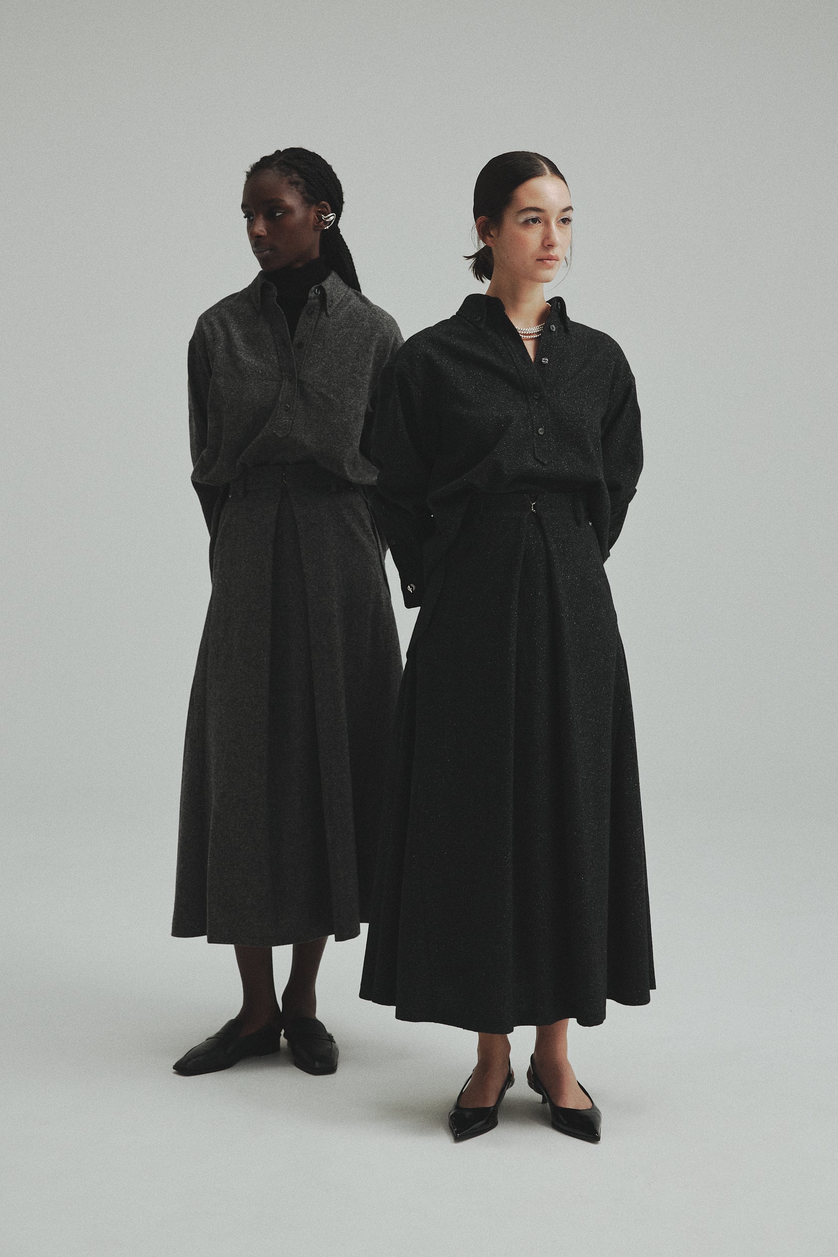 商品説明L'AUBE BLANC Tweed knit Wrap dress black - ロングワンピース