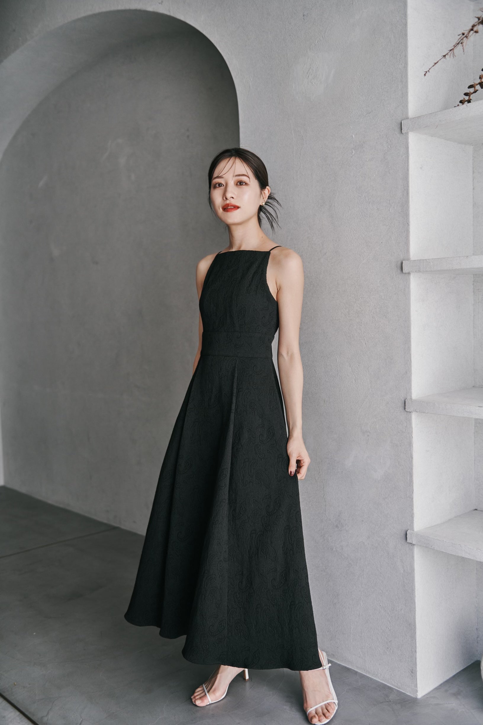 アイボリー×レッド Keyneck Jacquard Dress | asociatiahaero.ro