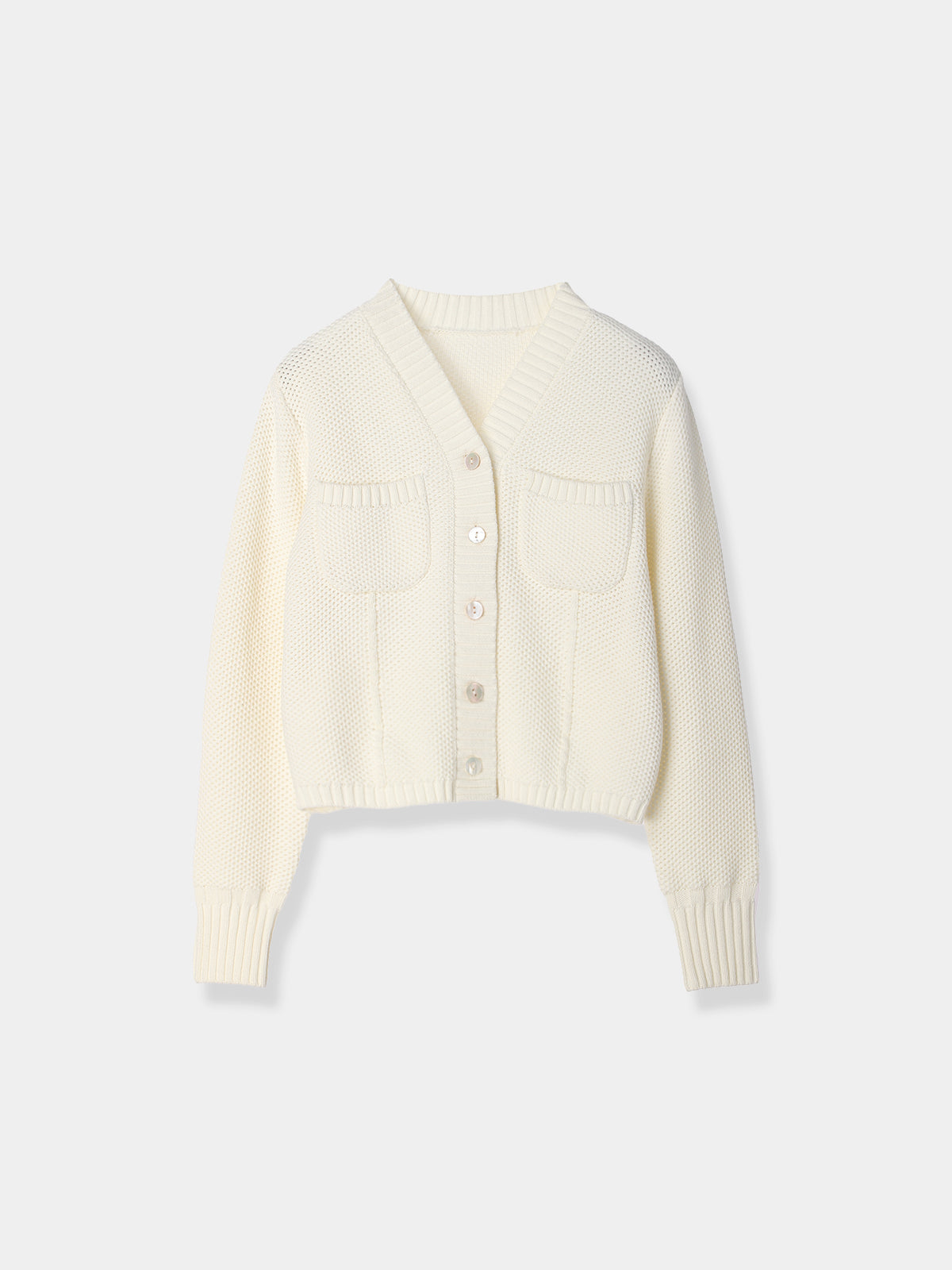 新しく着き L'AUBE Cardigan Knit Basket BLANC カーディガン/ボレロ