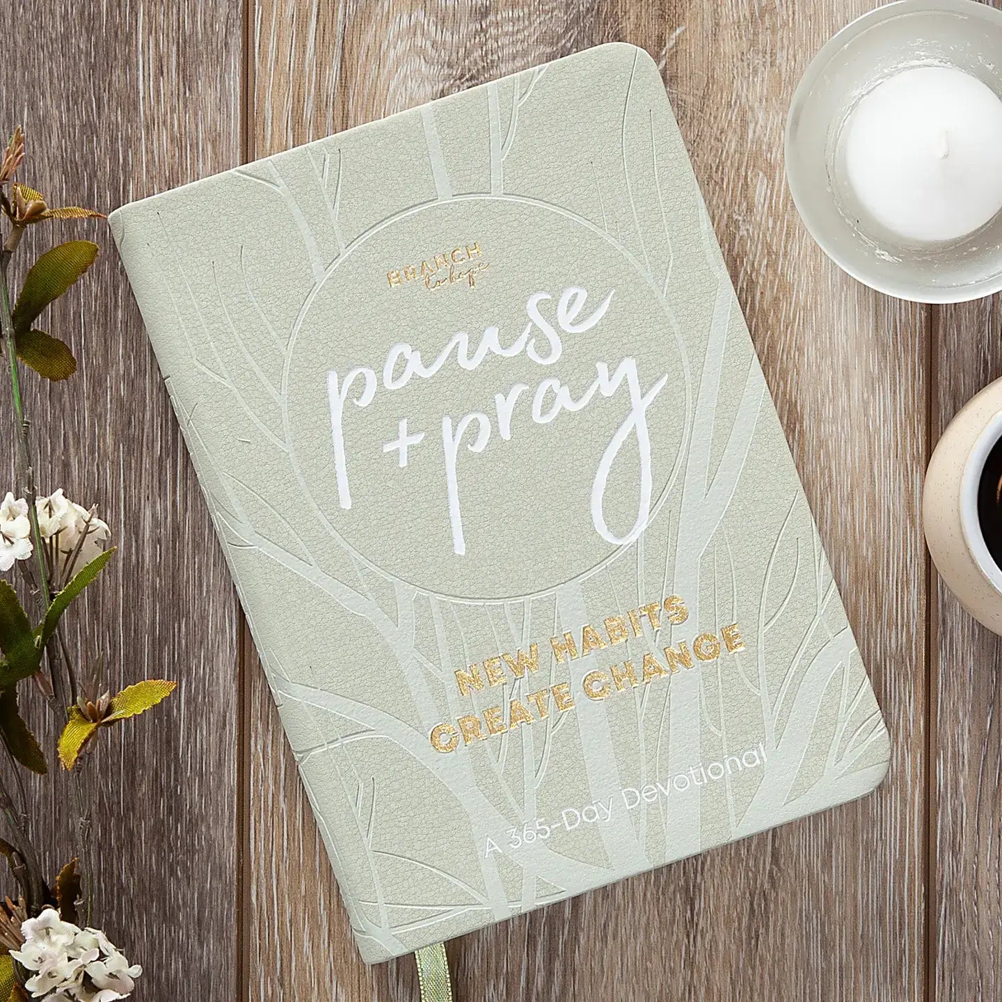 Pause and Pray devotional book by Bobbie Cox on a wooden surface, promoting biblical habits and faith.