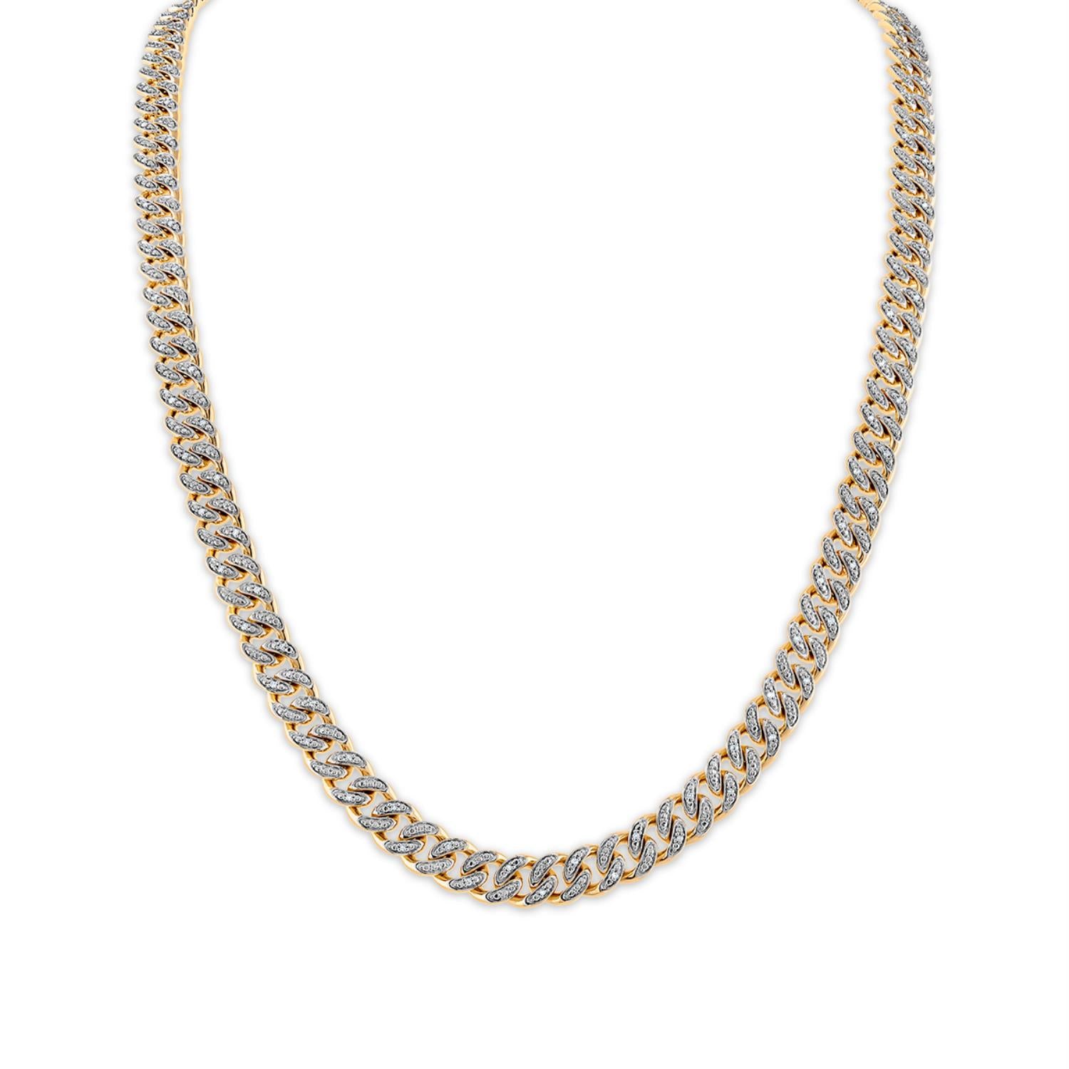 1 Ct. T.W. Diamond Cuban Link Chain Necklace in Sterling Silver with 14K Gold Plate – 22