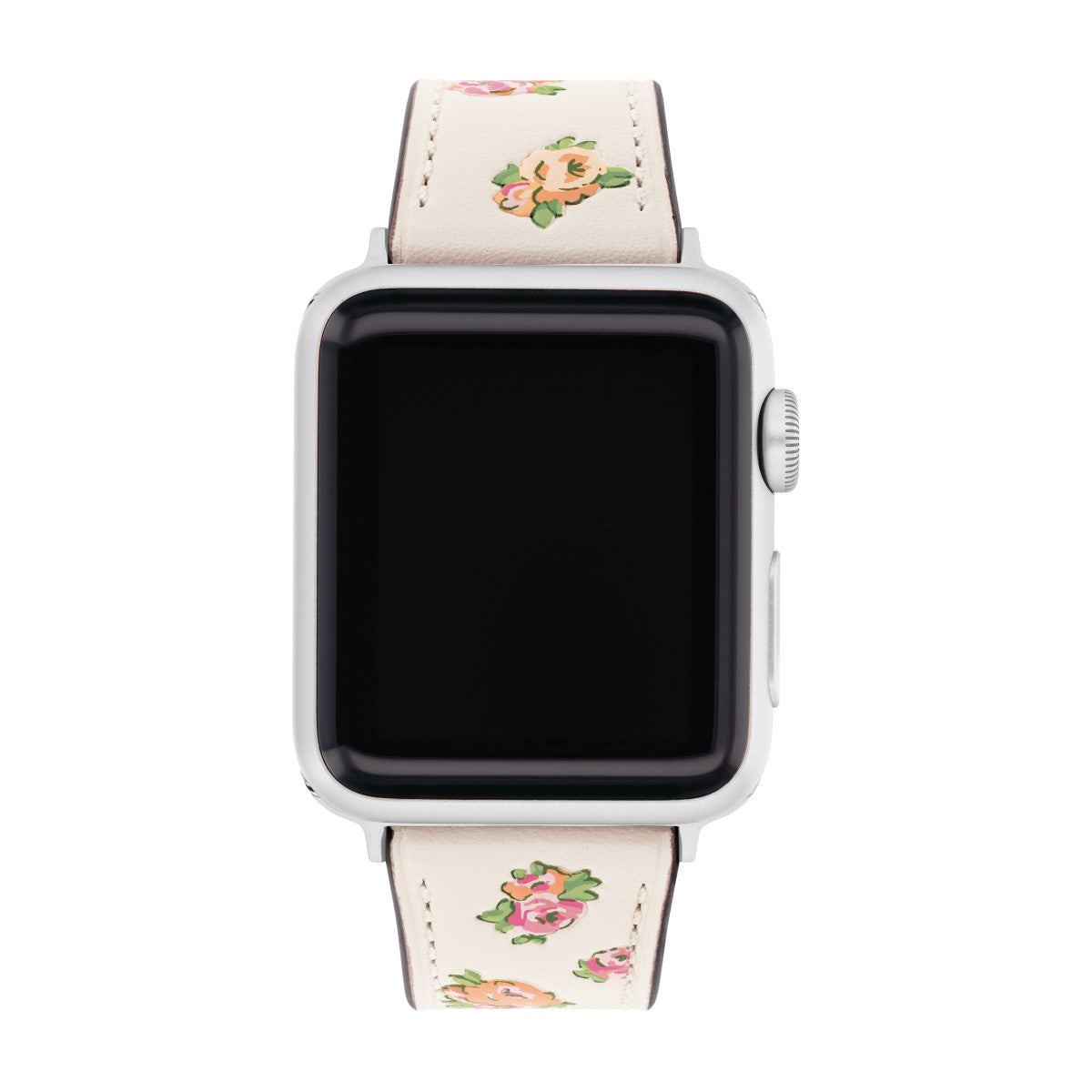 Coach Flower Design White Leather Apple Watch Strap Only. Fits