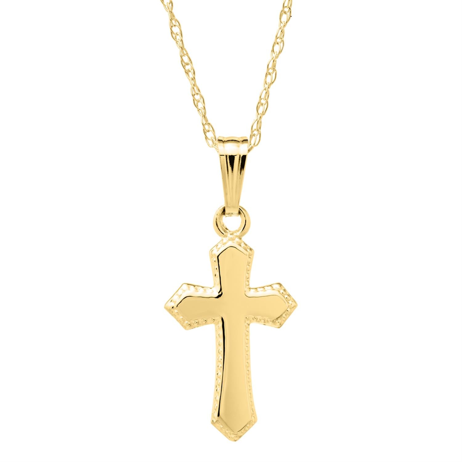 DAYA EMPIRE 14K Gold Figaro Chain Style Cross Pendant Necklace Solid Clasp  For Men,Women,Teens and Children Thin For Charms Choose Length 18