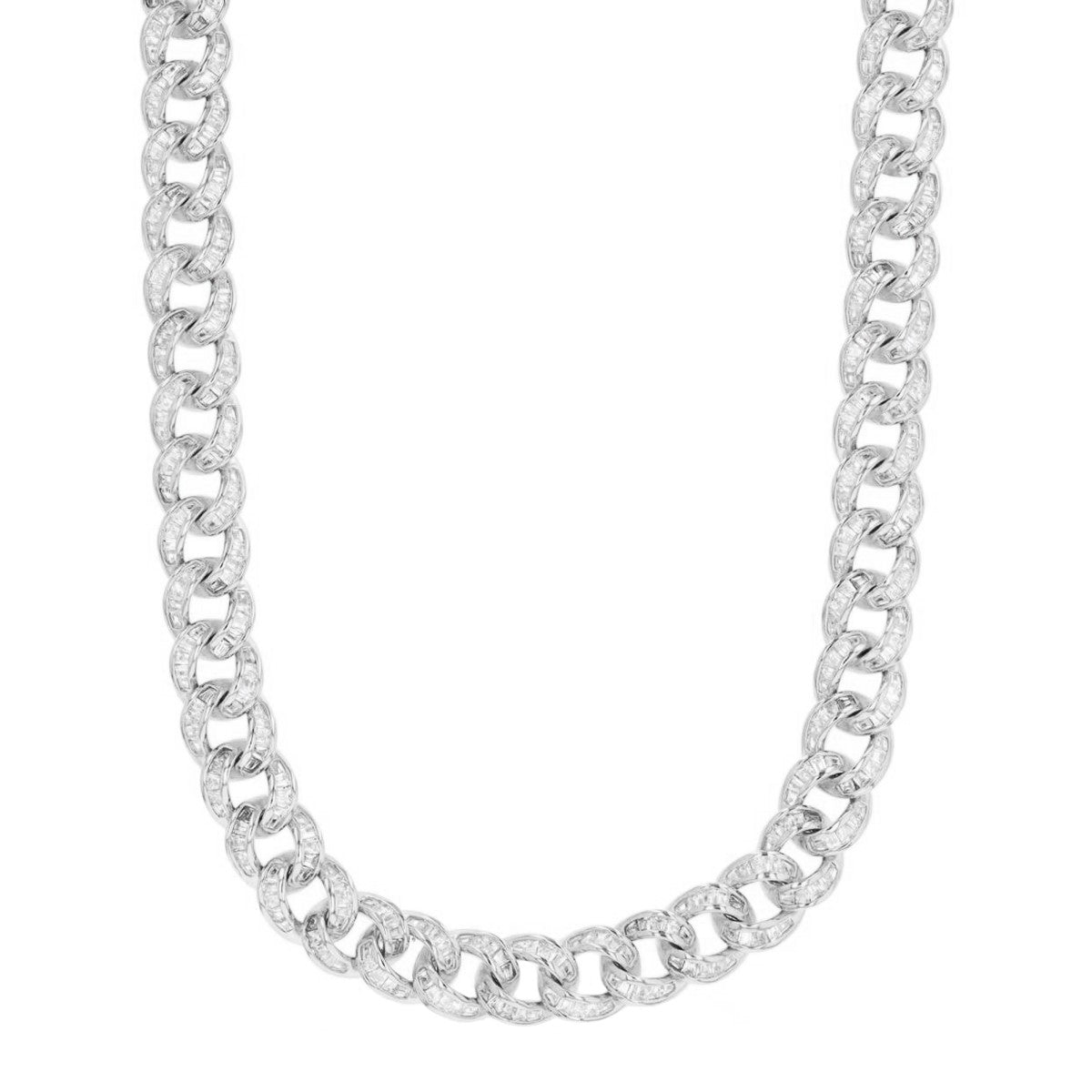 8mm Men's Stainless Steel Cuban Link Chain Necklace 24 Inches / Silver