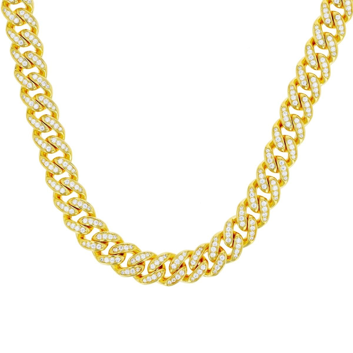 1 Ct. T.W. Diamond Cuban Link Chain Necklace in Sterling Silver with 14K Gold Plate – 22