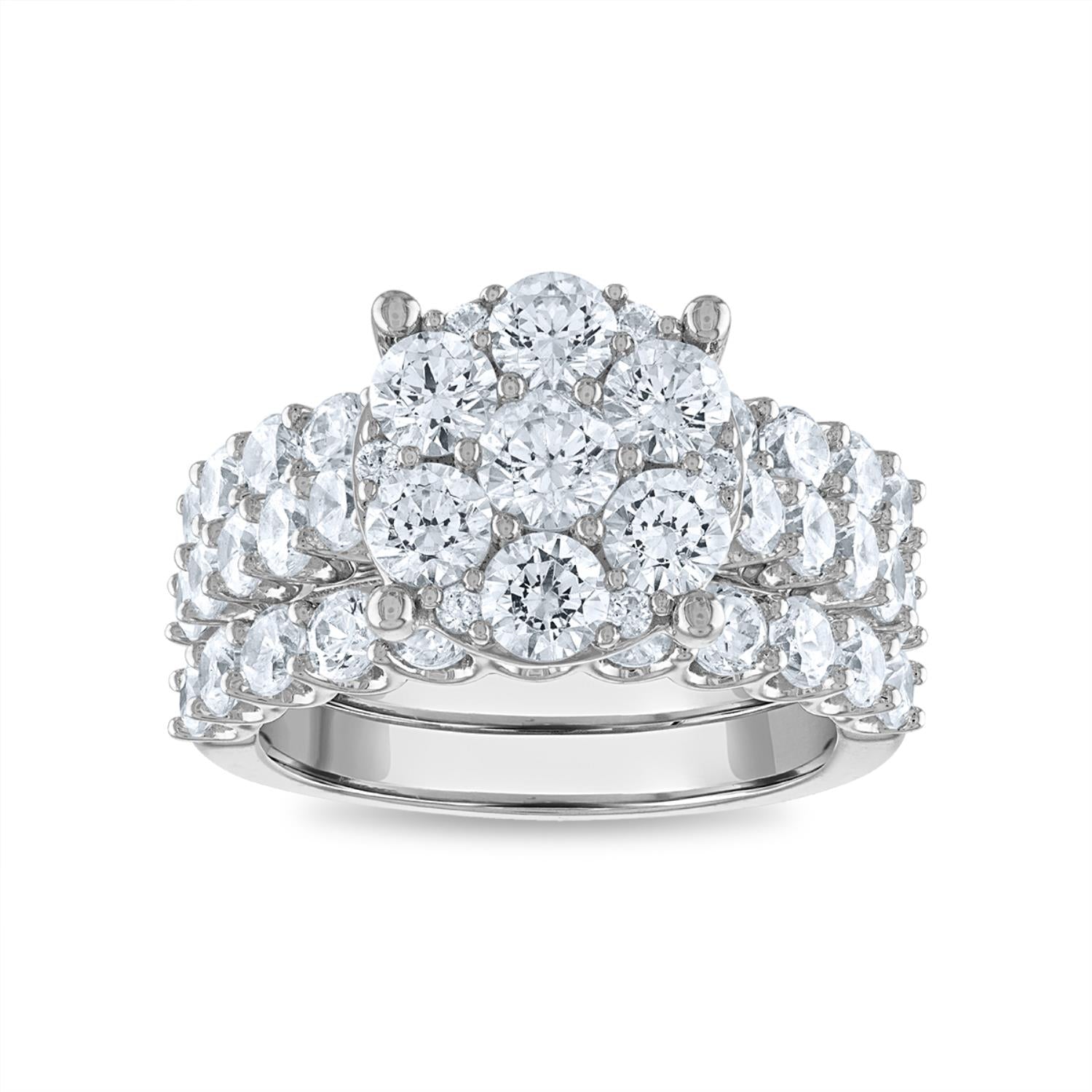 Amazon.com: The Diamond Deal 10kt White Gold Womens Round Diamond Flower  Cluster Ring 1/3 Cttw: Clothing, Shoes & Jewelry