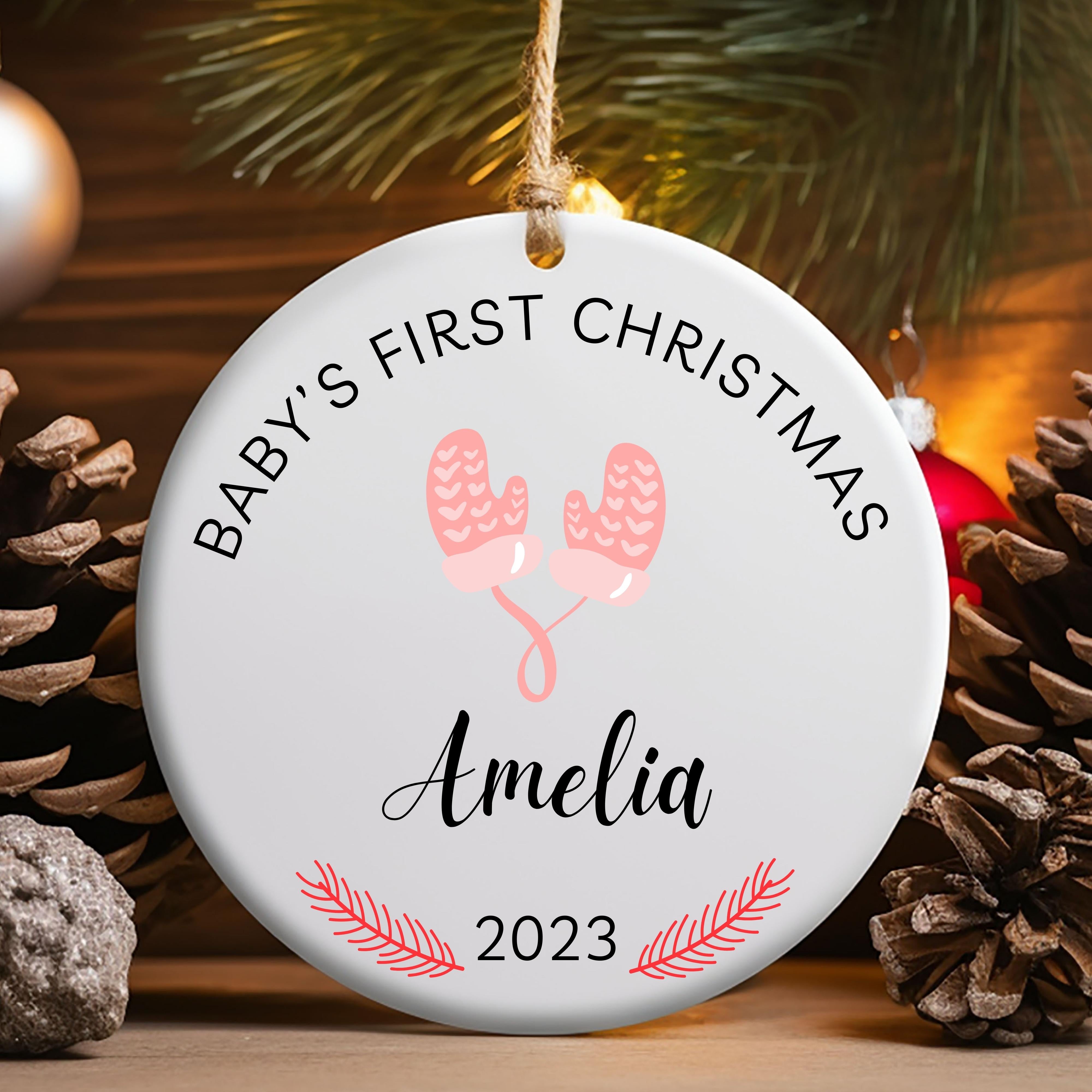 Baby's First Christmas Personalized Ornament, Custom Babys 1st Christmas Ornament 2023 with Name, Custom Baby Girl Gift Keepsake