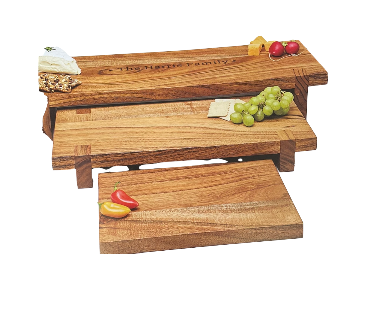 Maple Leaf 24" Modern Acacia Nesting Board Set of 3