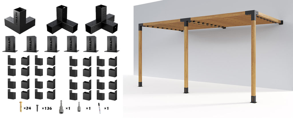 Pergola Kits | Double Wall Mount Pergola System with Top Rafter