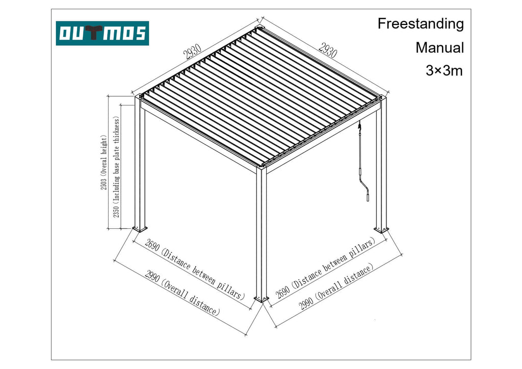 aluminium louvred pergola Manual 3X3