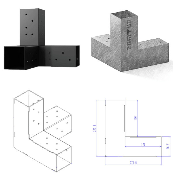 DIMENSIONS of  3 arm pergola bracekt