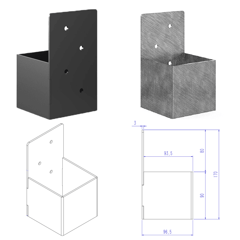 Link 4/4 Pergola Bracket | Post Wall Bracket | 1 Pack