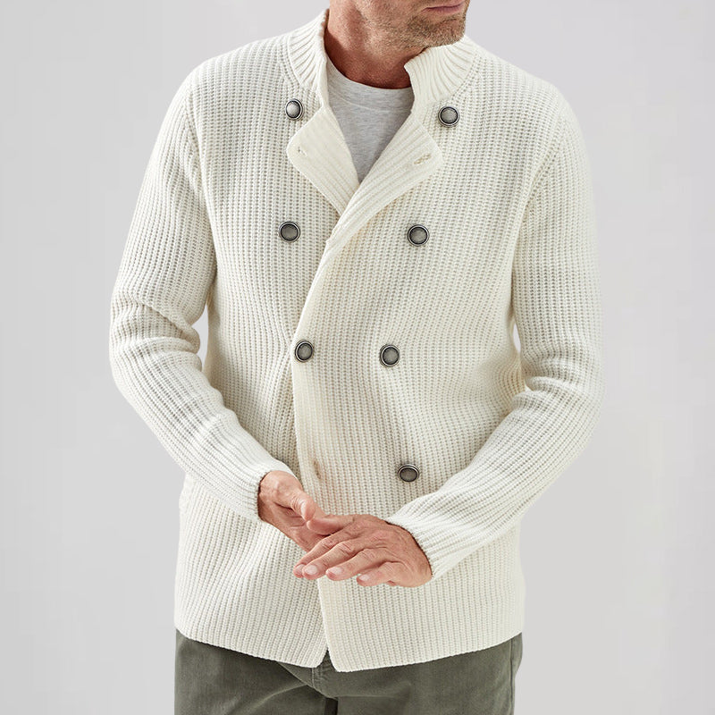 Me's white waffle knit cardigan with button closure - Couture product image