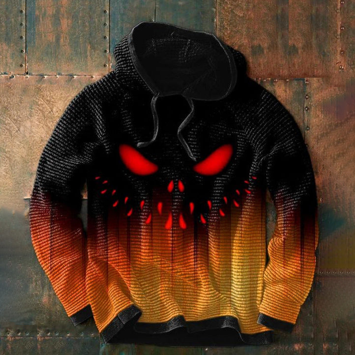 Men's knitted hoodie with glowing skull design - Couture product image