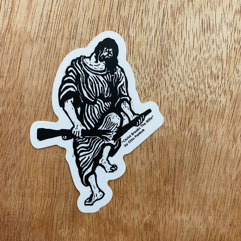 christ-breaks-the-rifle-sticker-the-happy-givers