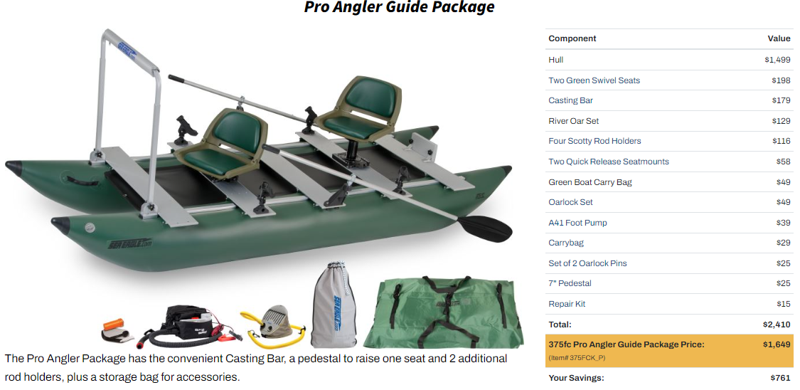 Sea Eagle 375fc FoldCat Inflatable Fishing Boat Pro Angler Guide