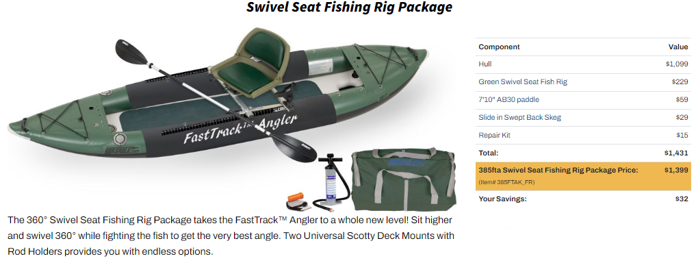 Sea Eagle 385fta FastTrack™ Inflatable Fishing Kayak Angler Swivel Sea —  Water Adventure Pro
