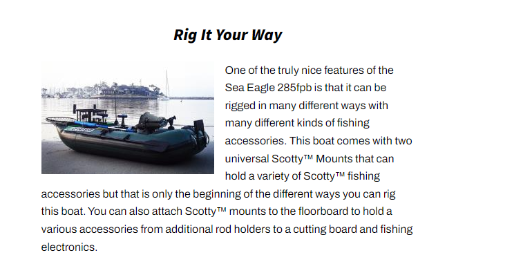 Sea Eagle 285 Frameless Pontoon Inflatable Fishing Boat Pro