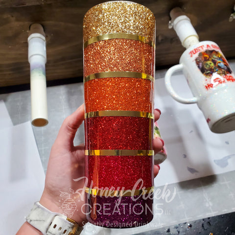 How to Make a Fall Inspired Striped Glitter Tumbler