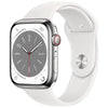 Apple Watch Series 8 (2022) GPS + Cellular 41 mm - Stainless steel Silver - Sport band White