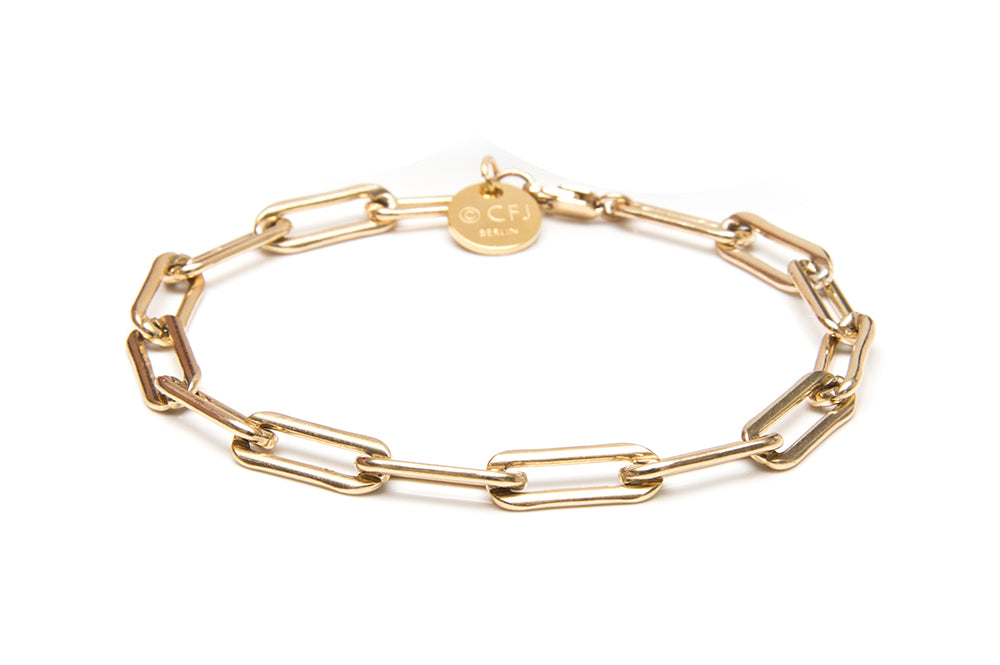 VALDA Jumbo Long Link Bracelet - stylisches Gliederarmband -  Gold - CLASSYANDFABULOUS JEWELRY