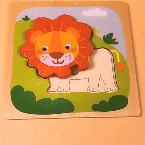 gif du puzzle 3d bois lion