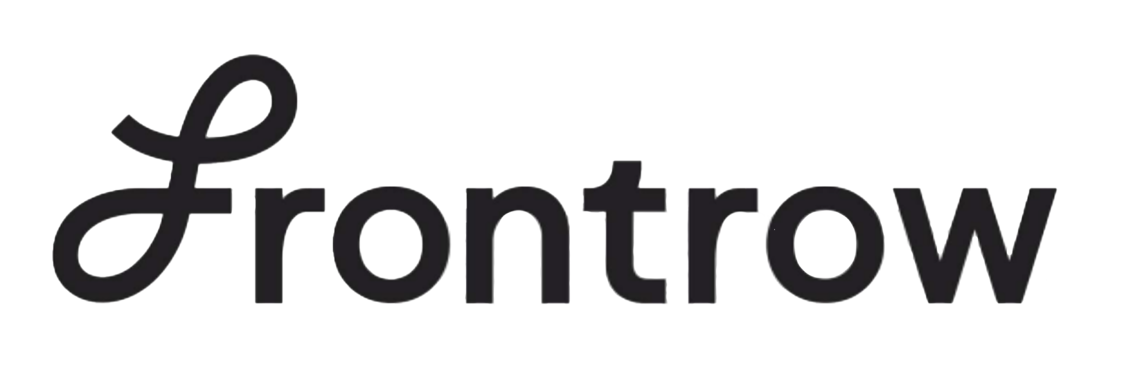 Stylized black text logo of the word 'frontrow' with a cursive 'f'.