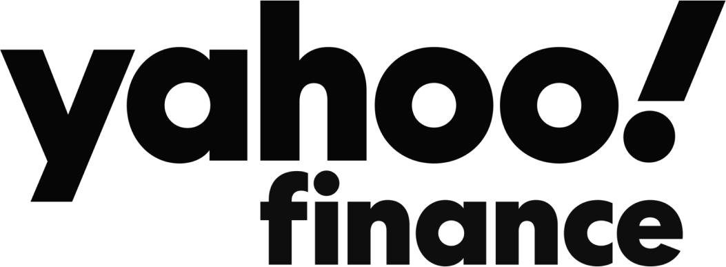 The Yahoo! Finance logo in black on a transparent background.