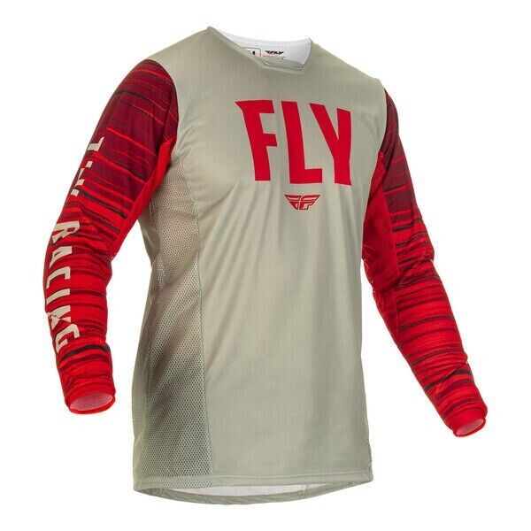 Fly 2022 Kinetic Wave Motocross Jersey (Light Grey / Red) - XL - 375-522X