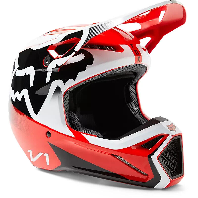 Fox Racing Men's Motocross V1 LEED HELMET DOT/ECE (Fluorescent Red) 29657-110