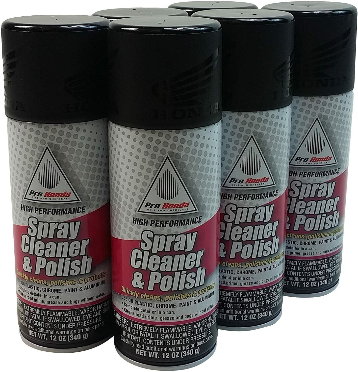 PRO HONDA MOTORCYCLE HIGH PERFORMANCE SPRAY CLEANER & POLISH 6 CANS 12 OZ 6 pack