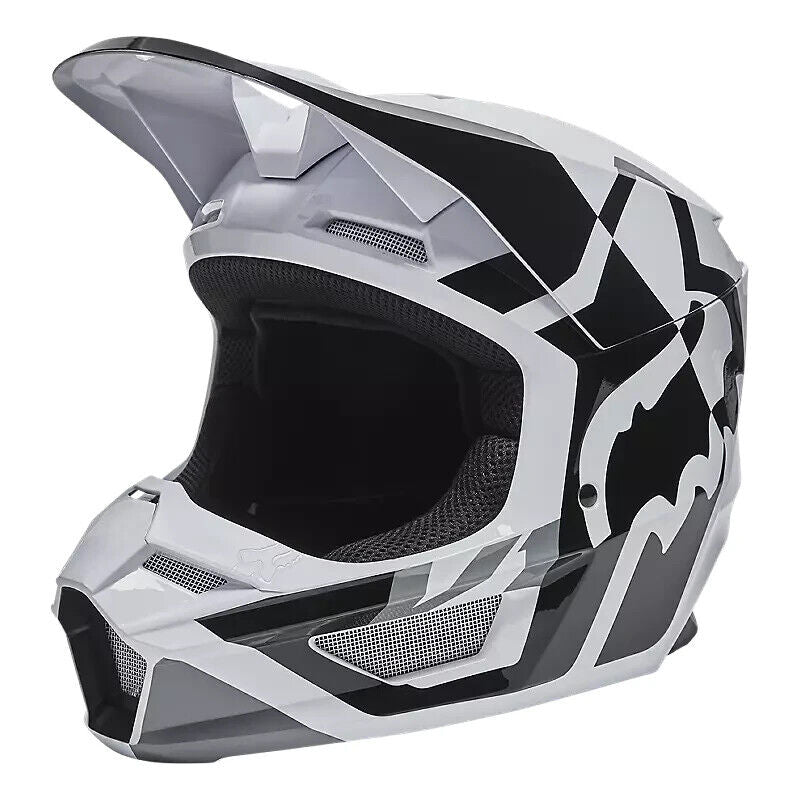 Fox Racing Youth V1 Lux Helmet-Black/White 28355-018