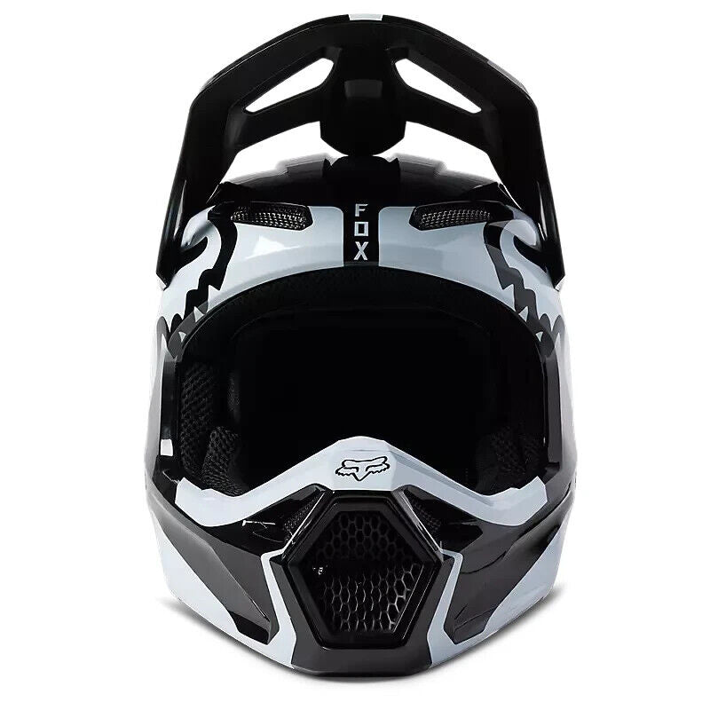 Fox Racing Men's Motocross V1 LEED HELMET DOT/ECE (Black/White) 29657-018